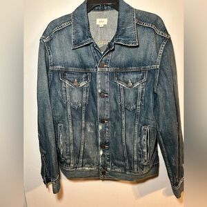 NWT Able Merly distressed dark denim Mina Wash Jean Jacket Large